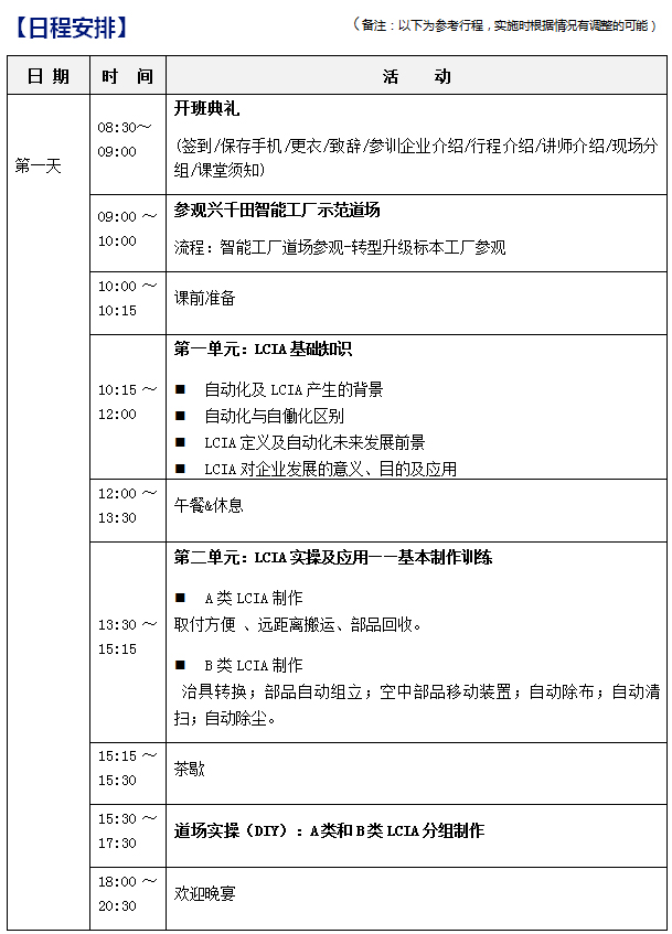 2018年12月份LCIA低成本自動化課程招生啦！